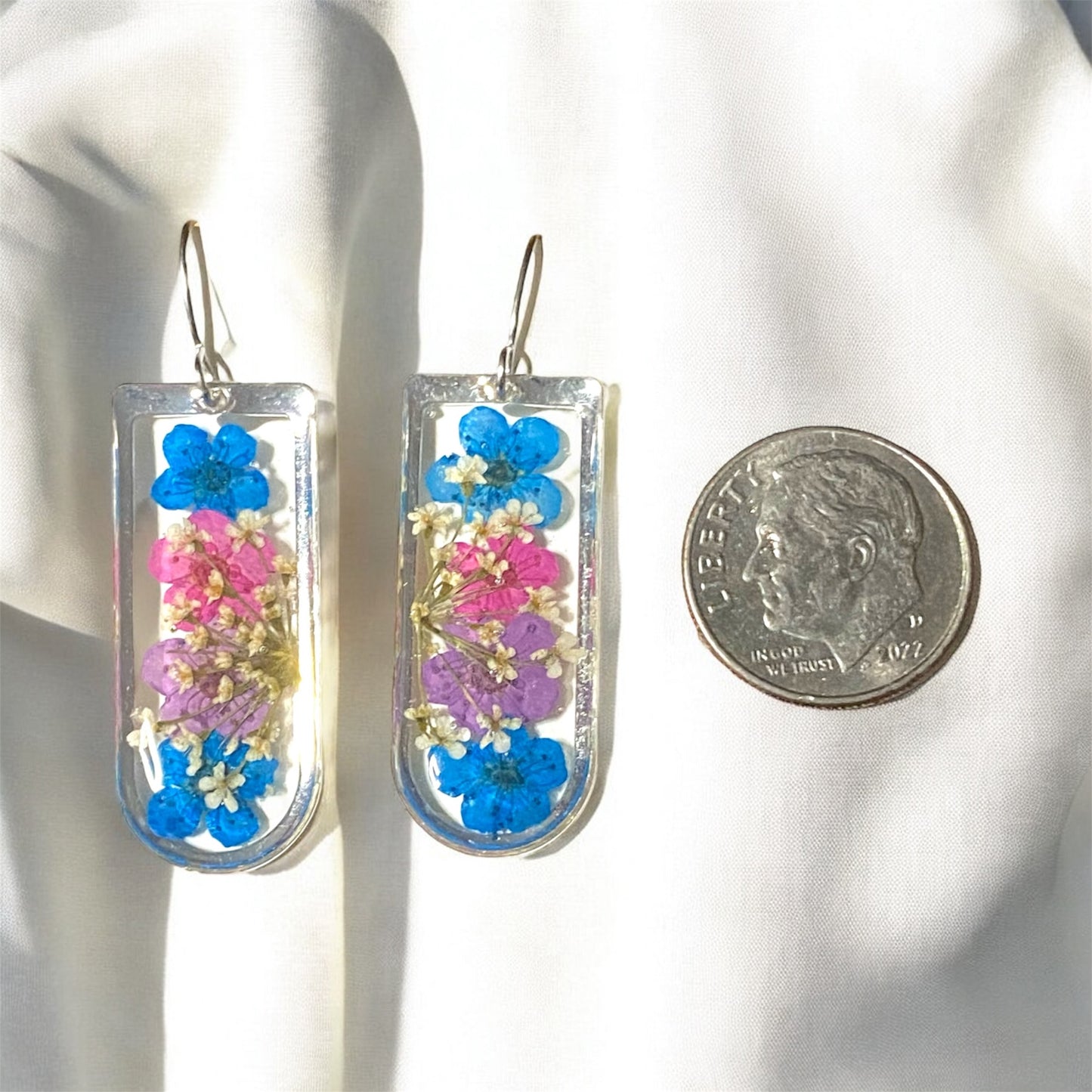 Blue, Pink and Purple Plum Blossoms, with Queen Anne’s Lace