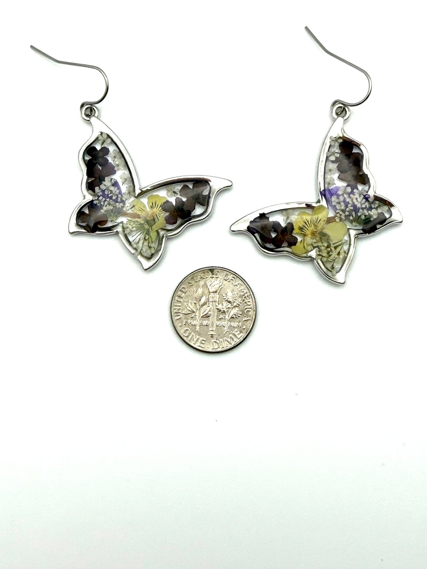 Butterfly Shaped Earrings on Stainless Steel Earring Wires