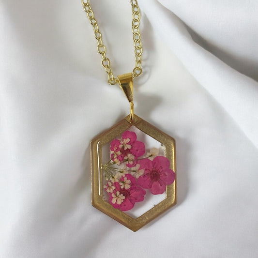 Pink Plum Blossoms with pieces of Queen Anne’s Lace