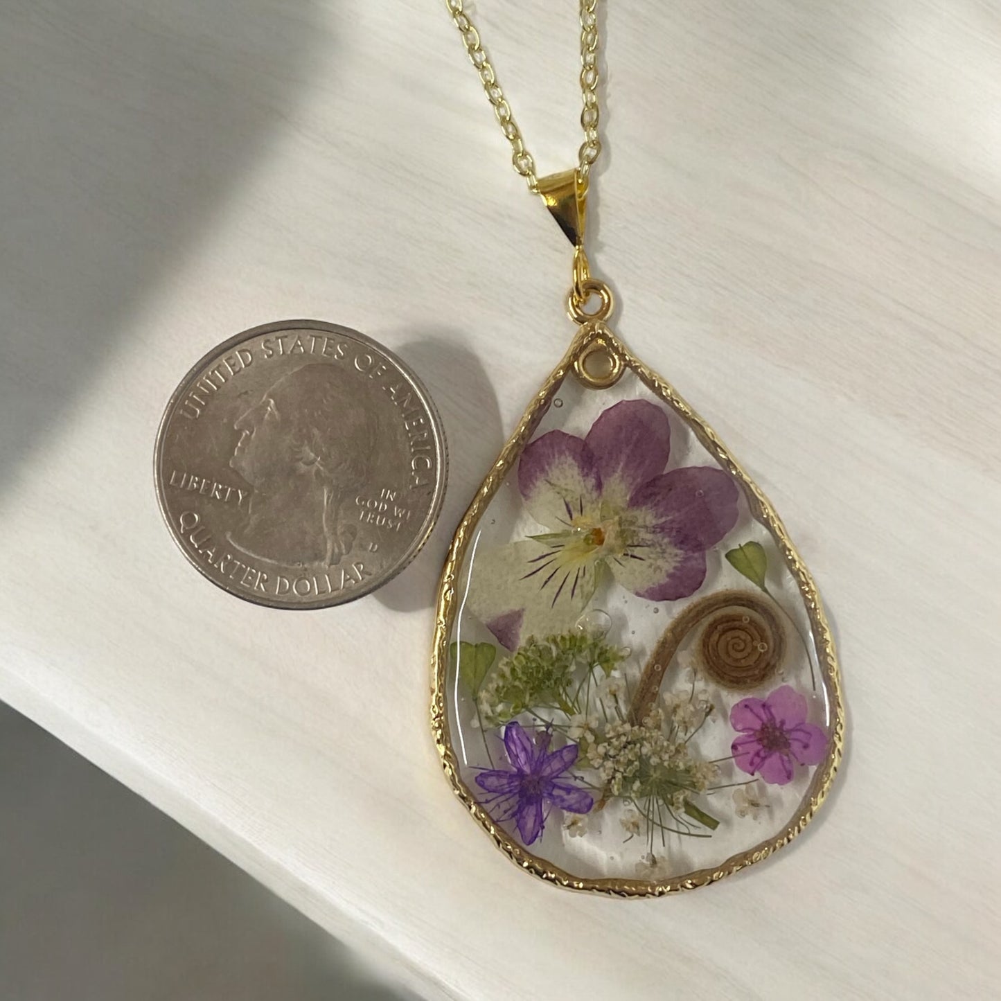 Purple Pansy with Purple Plum Blossom, Purple Sweetleaf and pieces of Queen Anne’s Lace