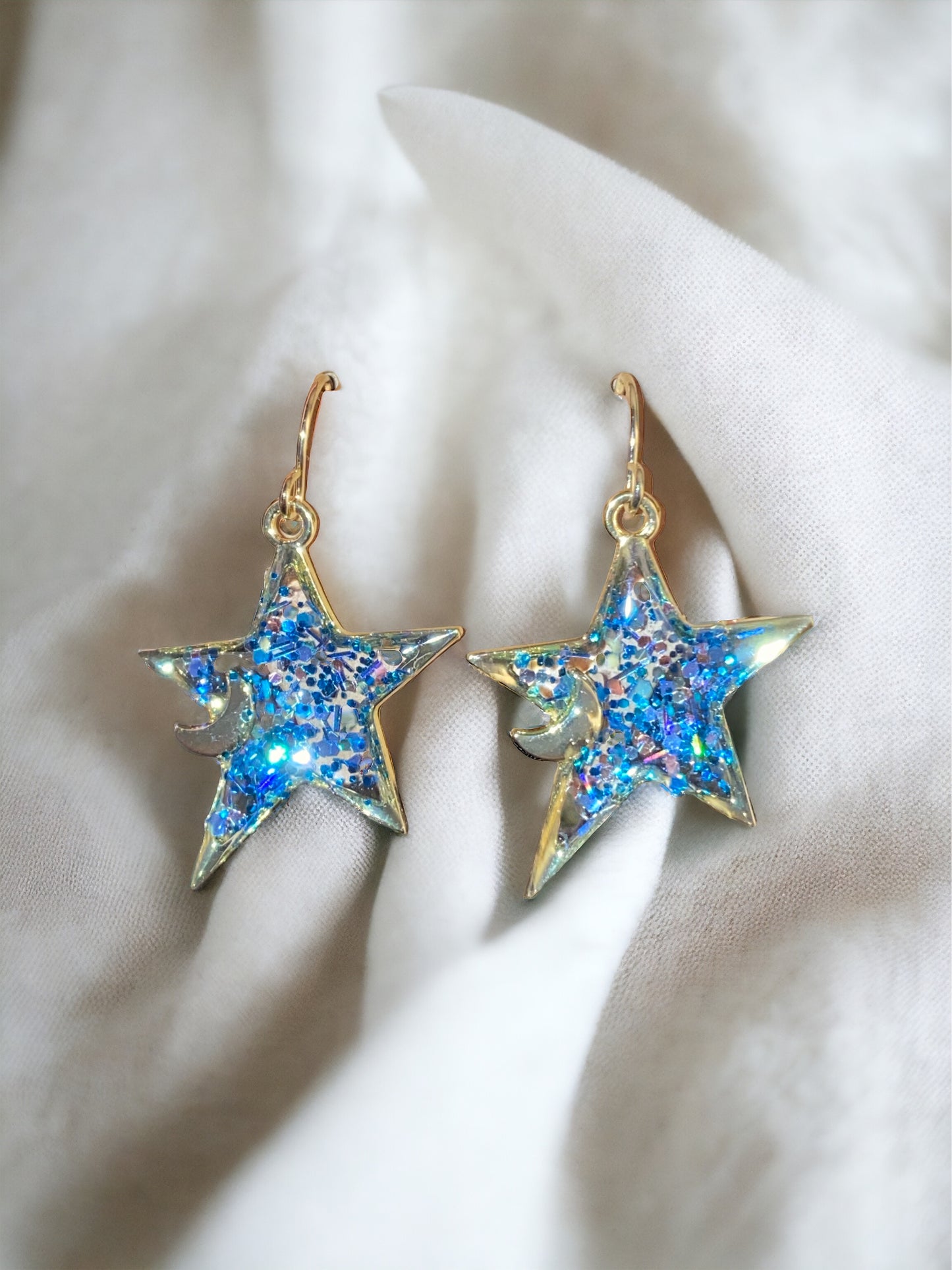 Blue Chunky Glitter Earrings