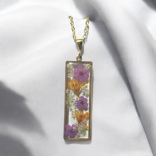 Orange Flowers with Purple Plum Blossoms and Queen Anne’s Lace