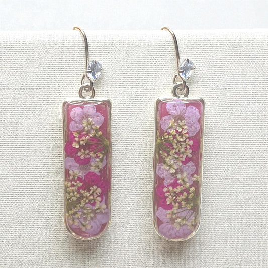 Pink Colored Mica Powder Purple and Hot Pink Plum Blossoms, with Queen Anne’s Lace