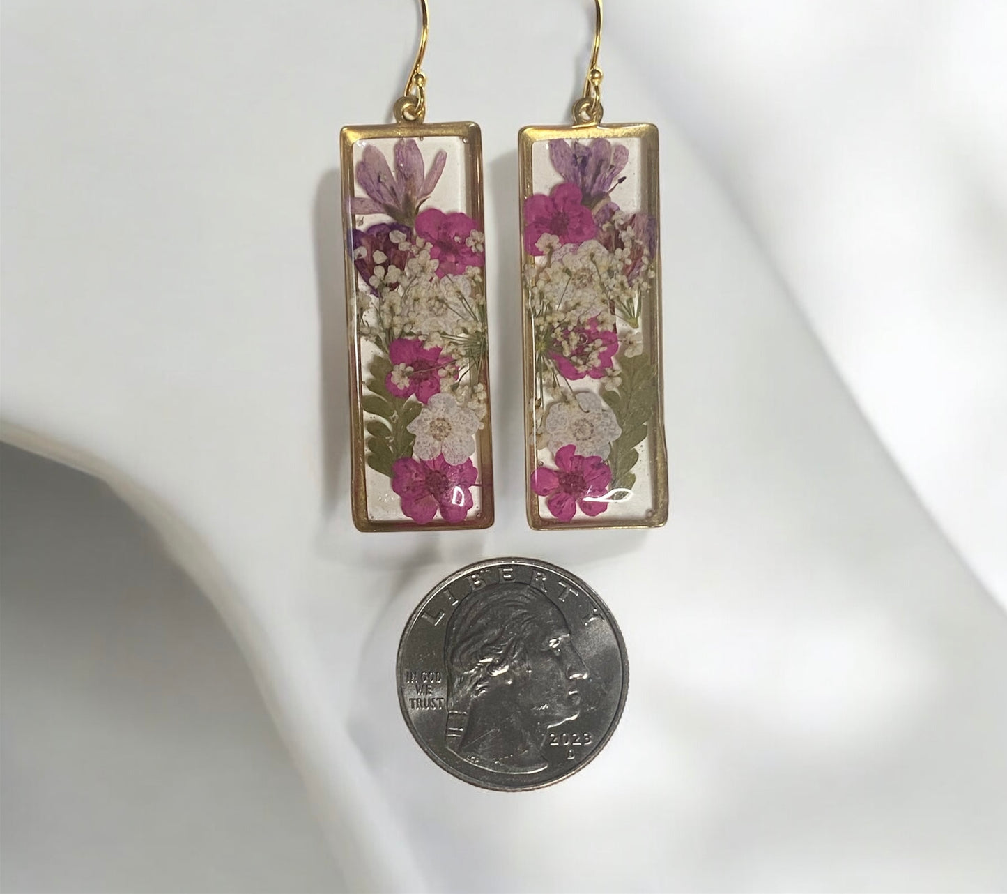 Pink and White Plum Blossoms, Fern and Queen Anne’s Lace