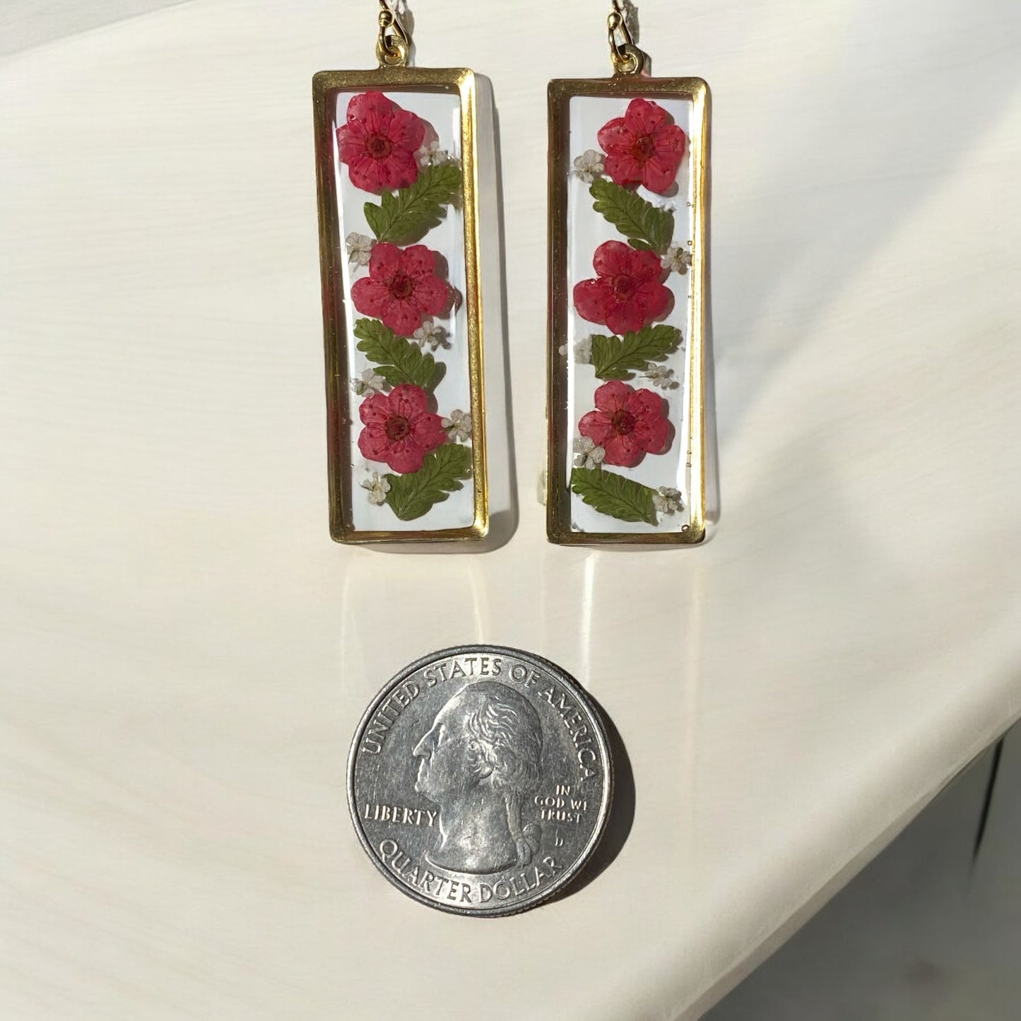 Red Plum Blossoms with Fern and pieces of Queen Anne’s Lace