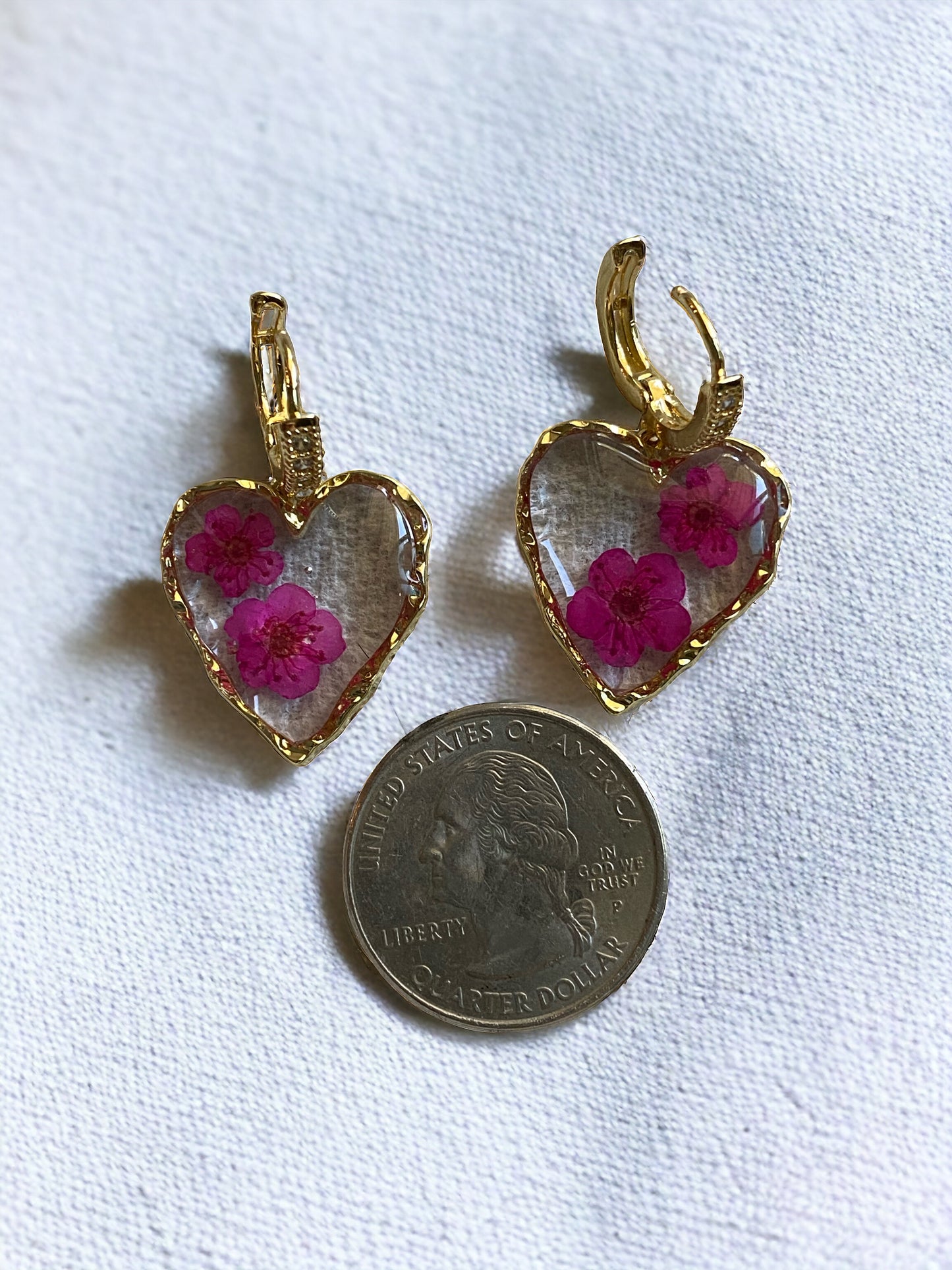 Hot Pink Plum Blossom Flower Earrings