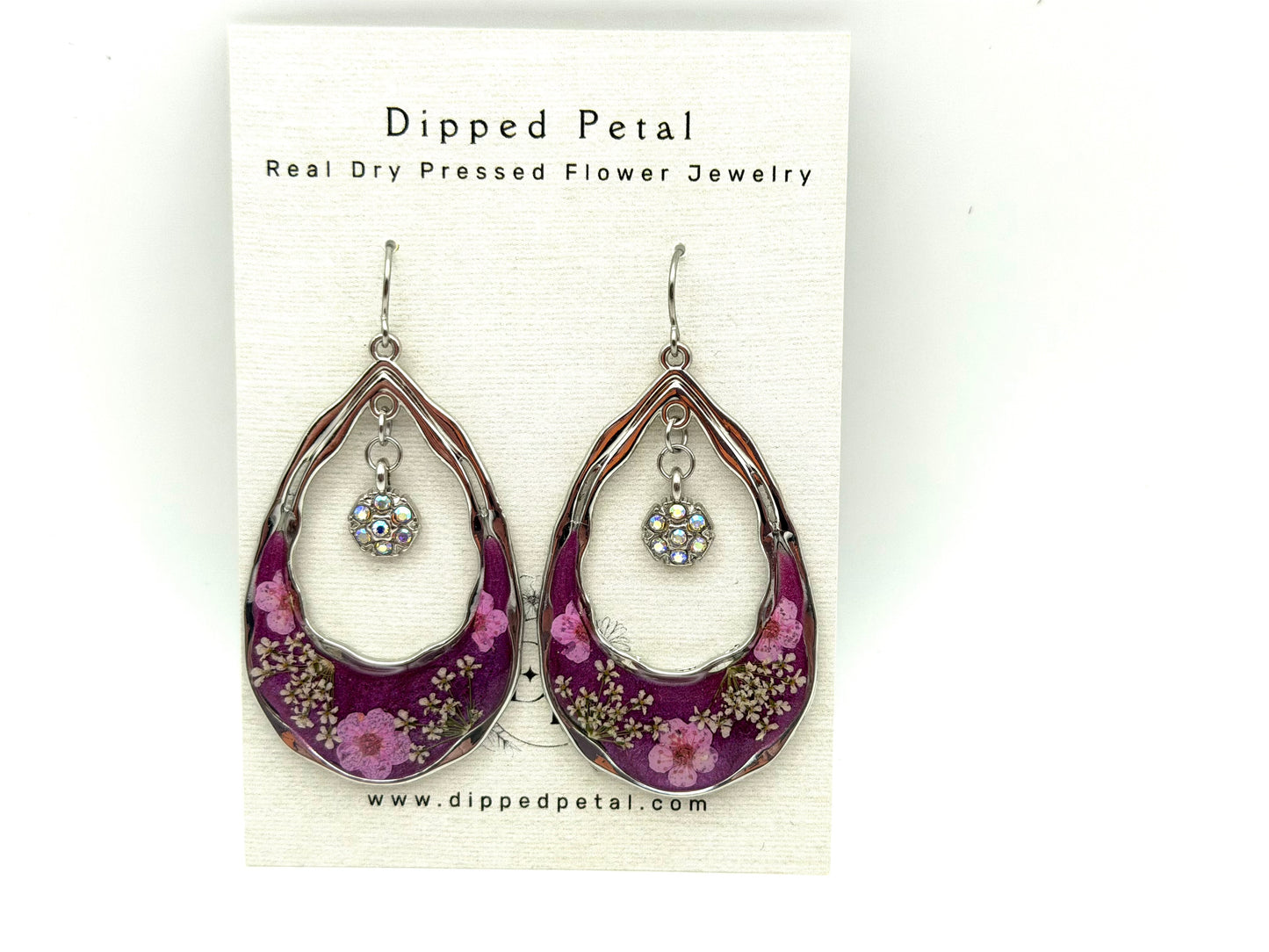 Wisteria Purple Mica Powder with Pink Plum Blossoms and Queen Anne’s Lace with dangling charms