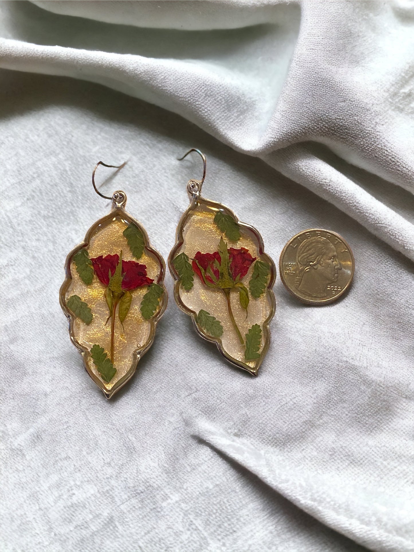 Red Rose Sterling Silver Earrings