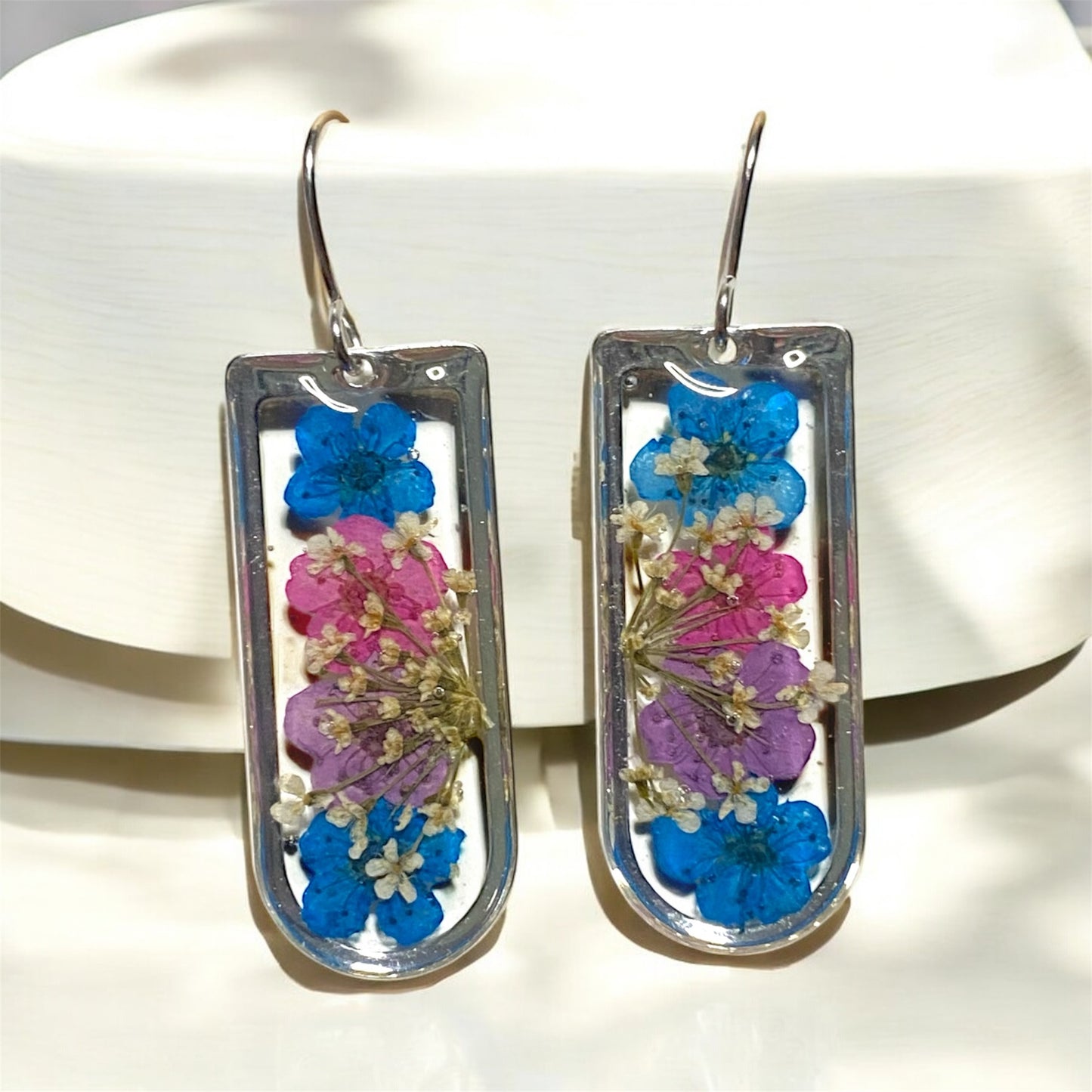 Blue, Pink and Purple Plum Blossoms, with Queen Anne’s Lace