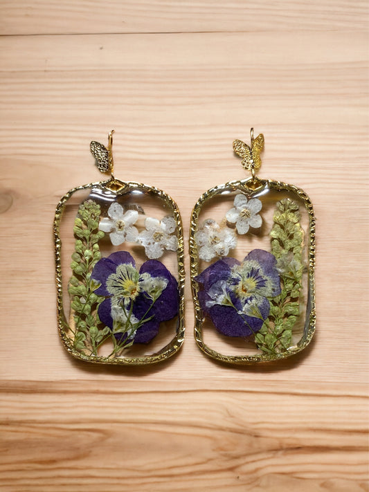 Purple Pansy Earrings
