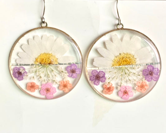 Split Daisy with Queen Anne’s Lace and Pink, Orange, and Purple Plum Blossoms