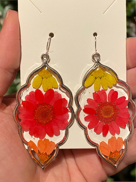 Red Daisy Autumn Earrings