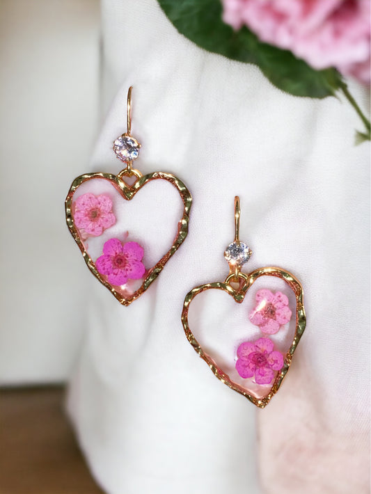 Pink Plum Blossom Flower Earrings
