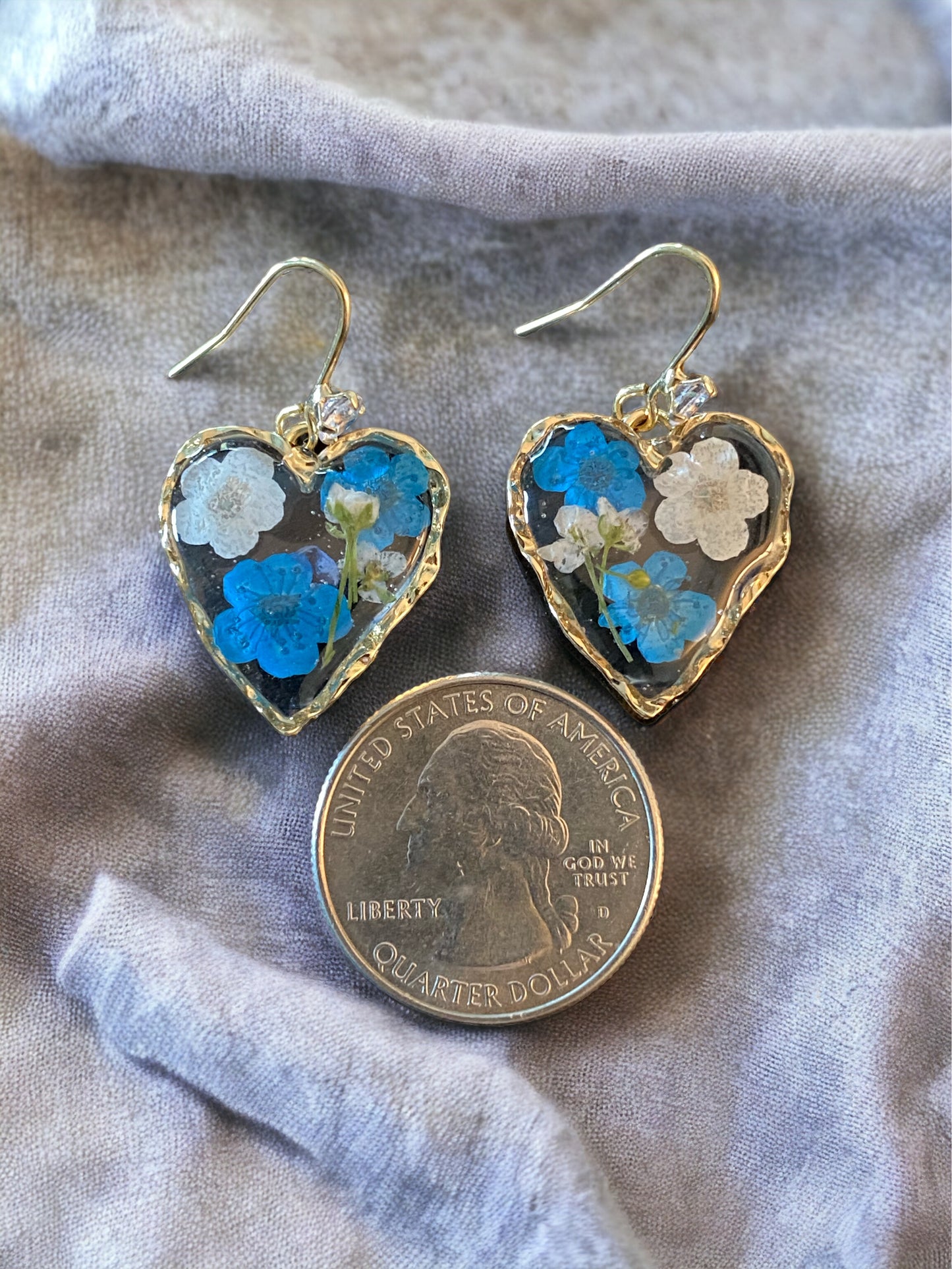 White and Blue Plum Blossom Flower Earrings