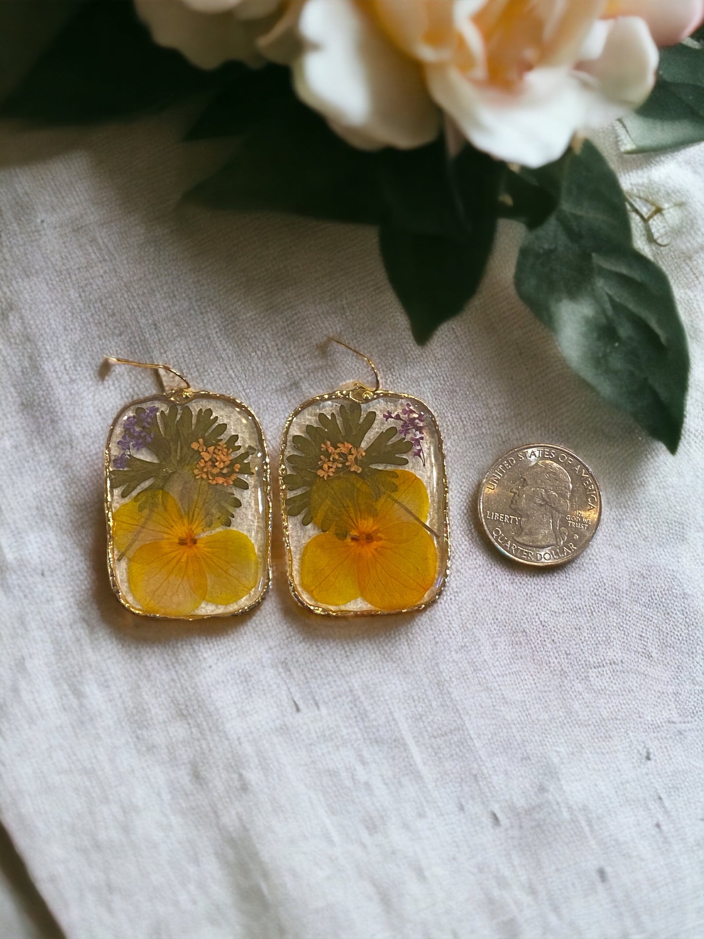 Yellow Pansy Earrings