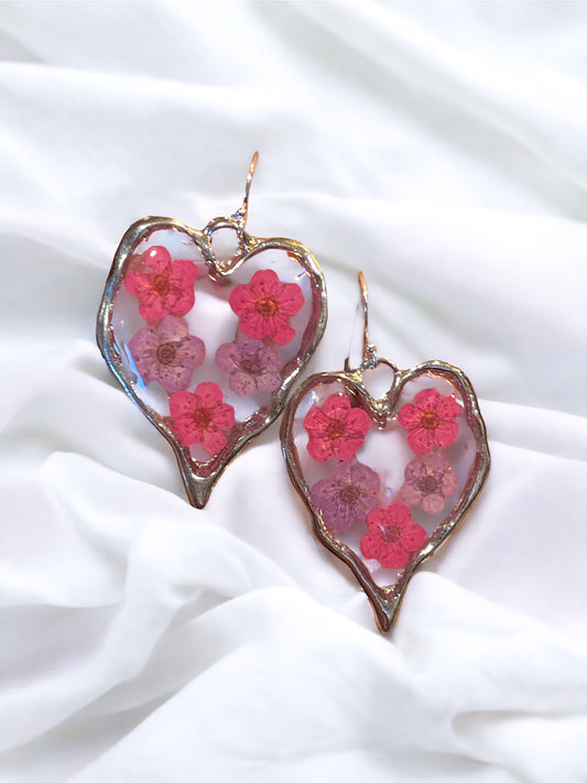 Pink and Purple Plum Blossom Flower Earrings