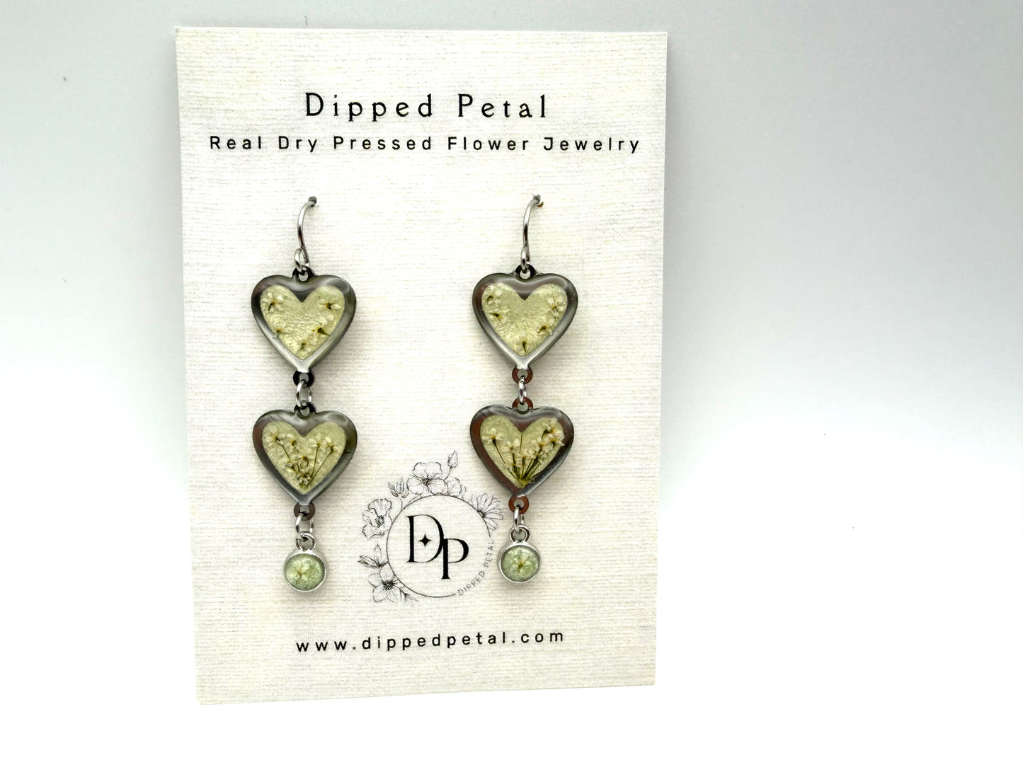Heart Shaped Stainless Steel Dangle Earrings - Light Mint Green