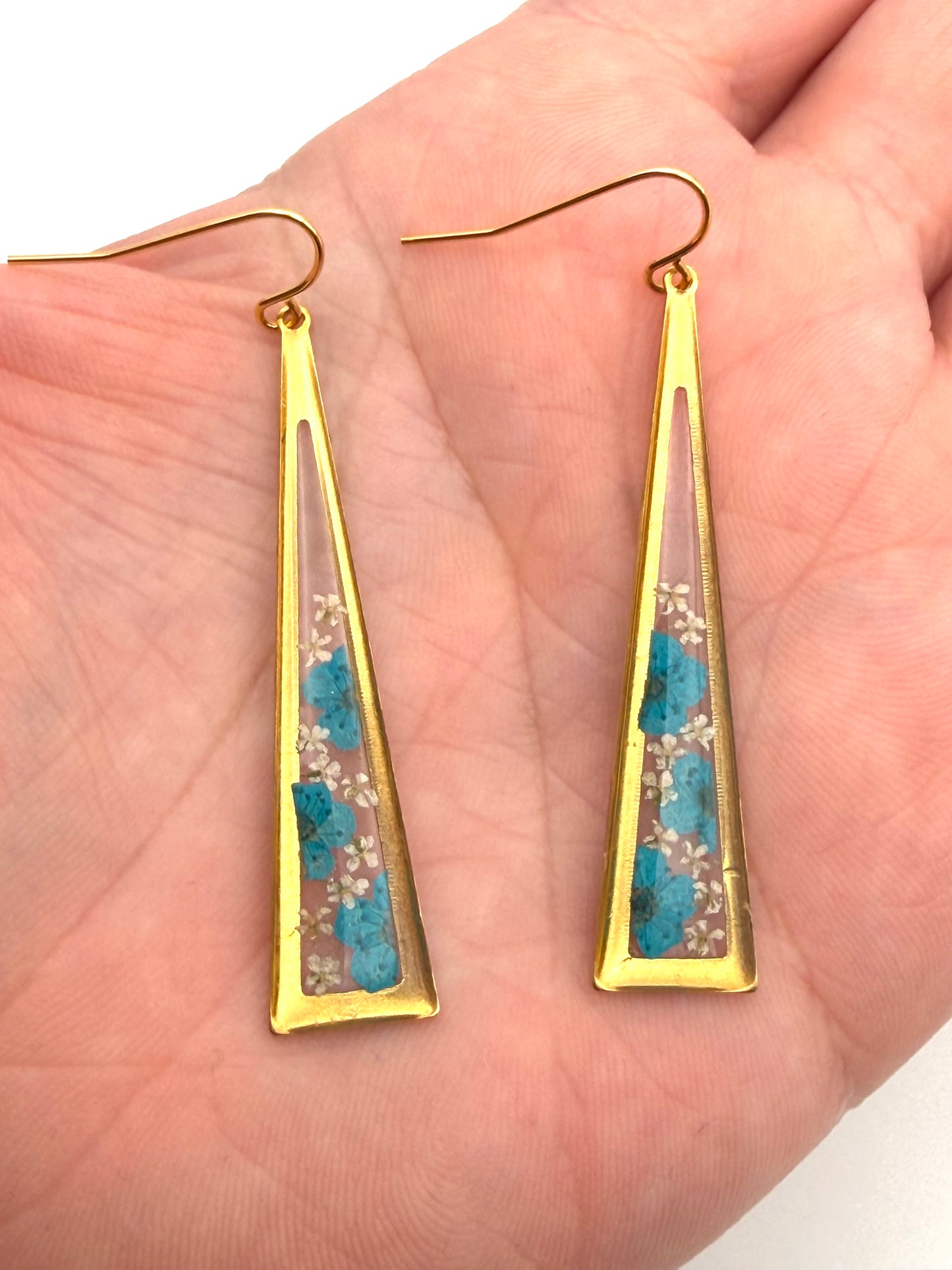Teal Blue Plum Blossoms with Pieces of Queen Anne’s Lace