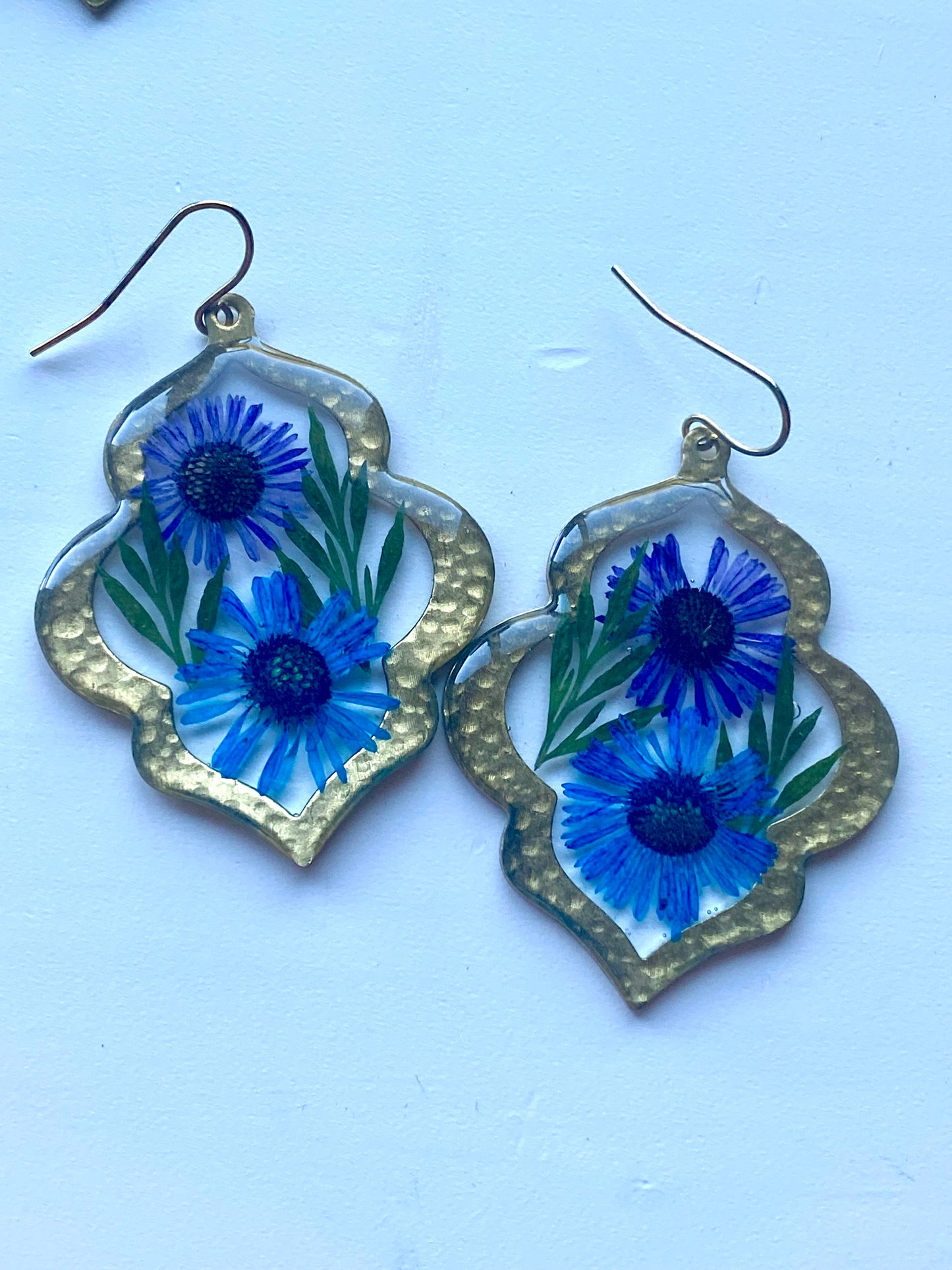 Blue and Purple Needle Chrysanthemums with Dry Pressed Leaves