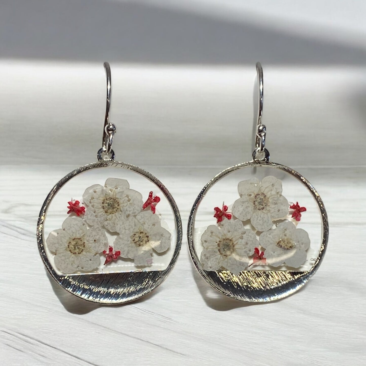 White Plum Blossoms with pieces of Red Queen Anne’s Lace