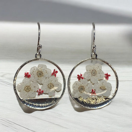 White Plum Blossoms with pieces of Red Queen Anne’s Lace