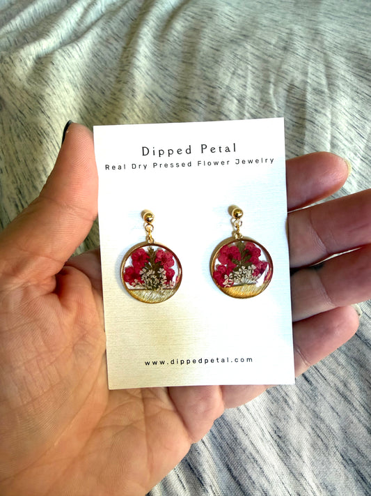 Red Plum Blossoms with Fern and Queen Anne’s Lace