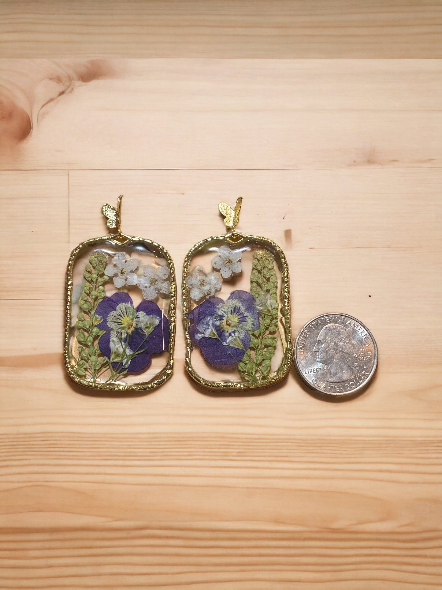 Purple Pansy Earrings