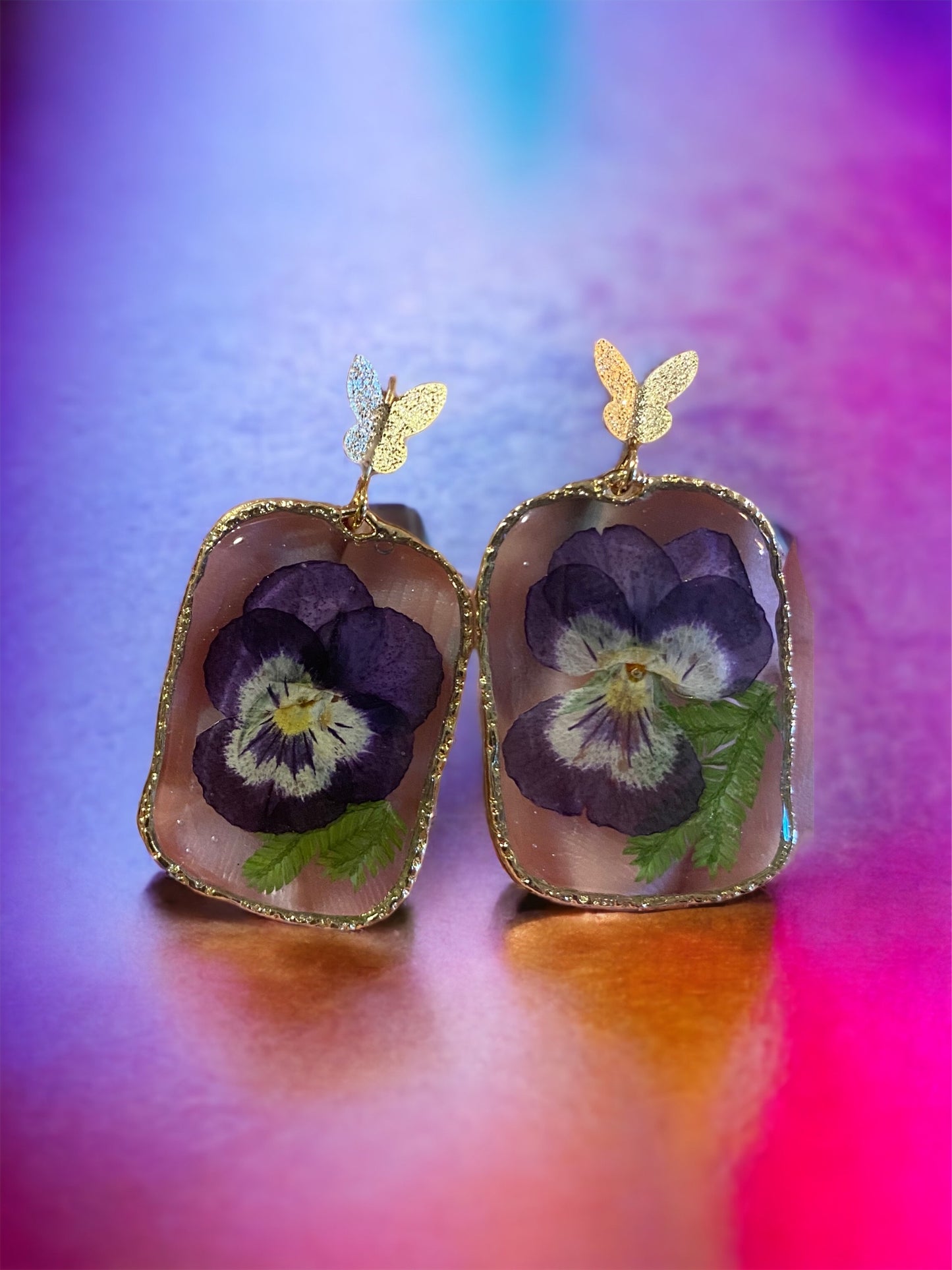 Purple Pansy Earrings