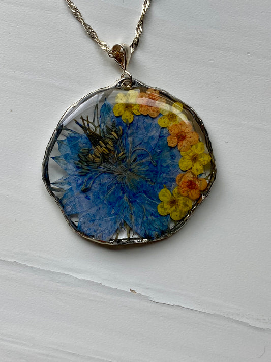 Yellow and Orange Plum Blossom Flower Necklace