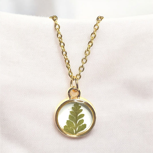 Dainty Dry Pressed Fern Necklace
