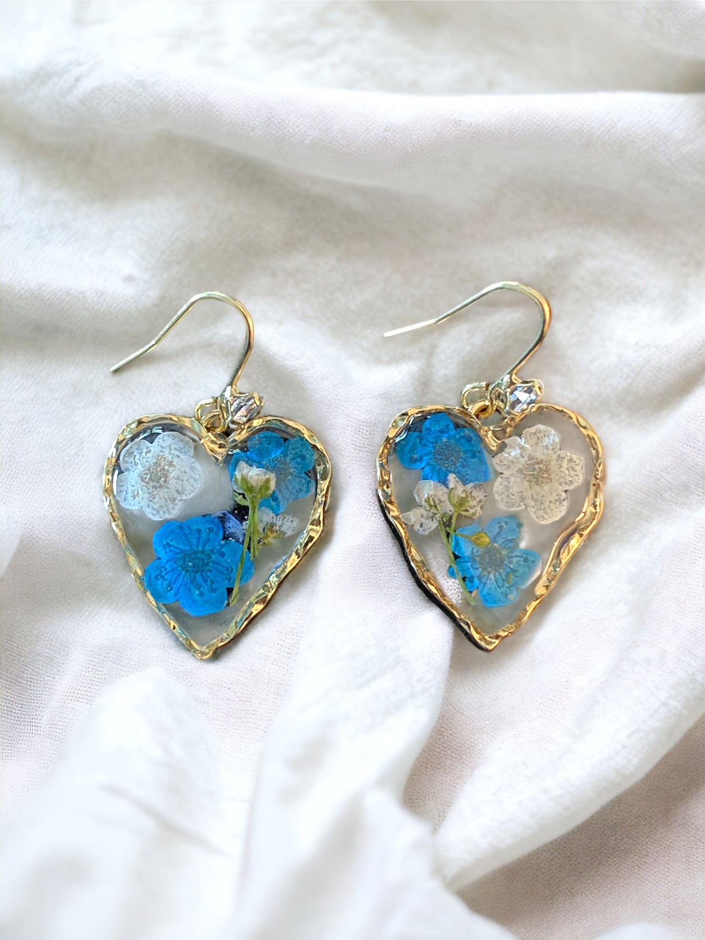 White and Blue Plum Blossom Flower Earrings