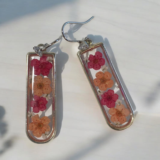 Red and Orange Plum Blossom Earrings