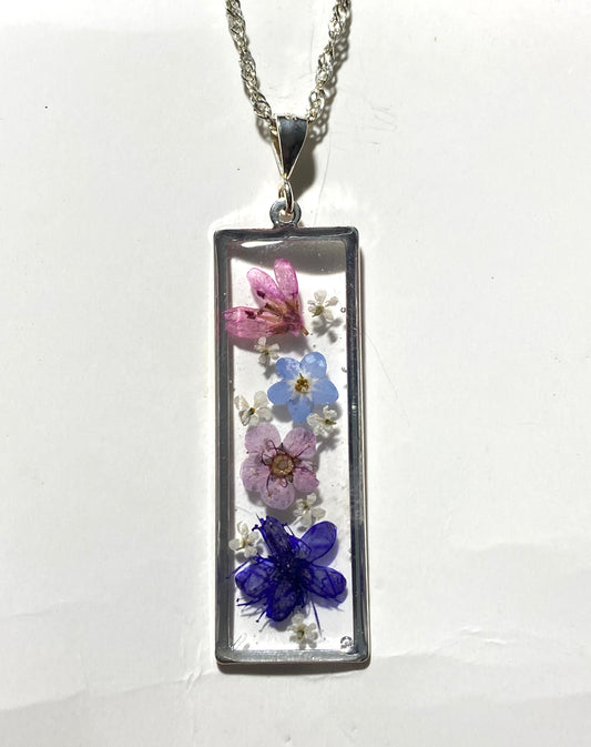 Blue Forget-Me-Not, Plum Blossom and Blue Beard Flower Necklace