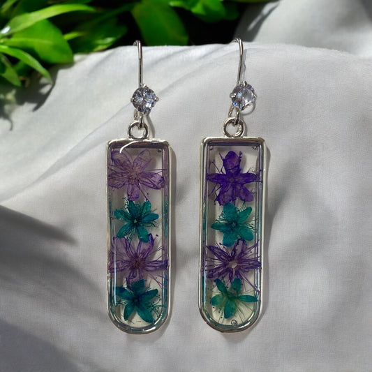 Purple and Teal Sweetleaf Earrings