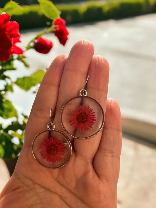 Red Needle Chrysanthemum  Earrings
