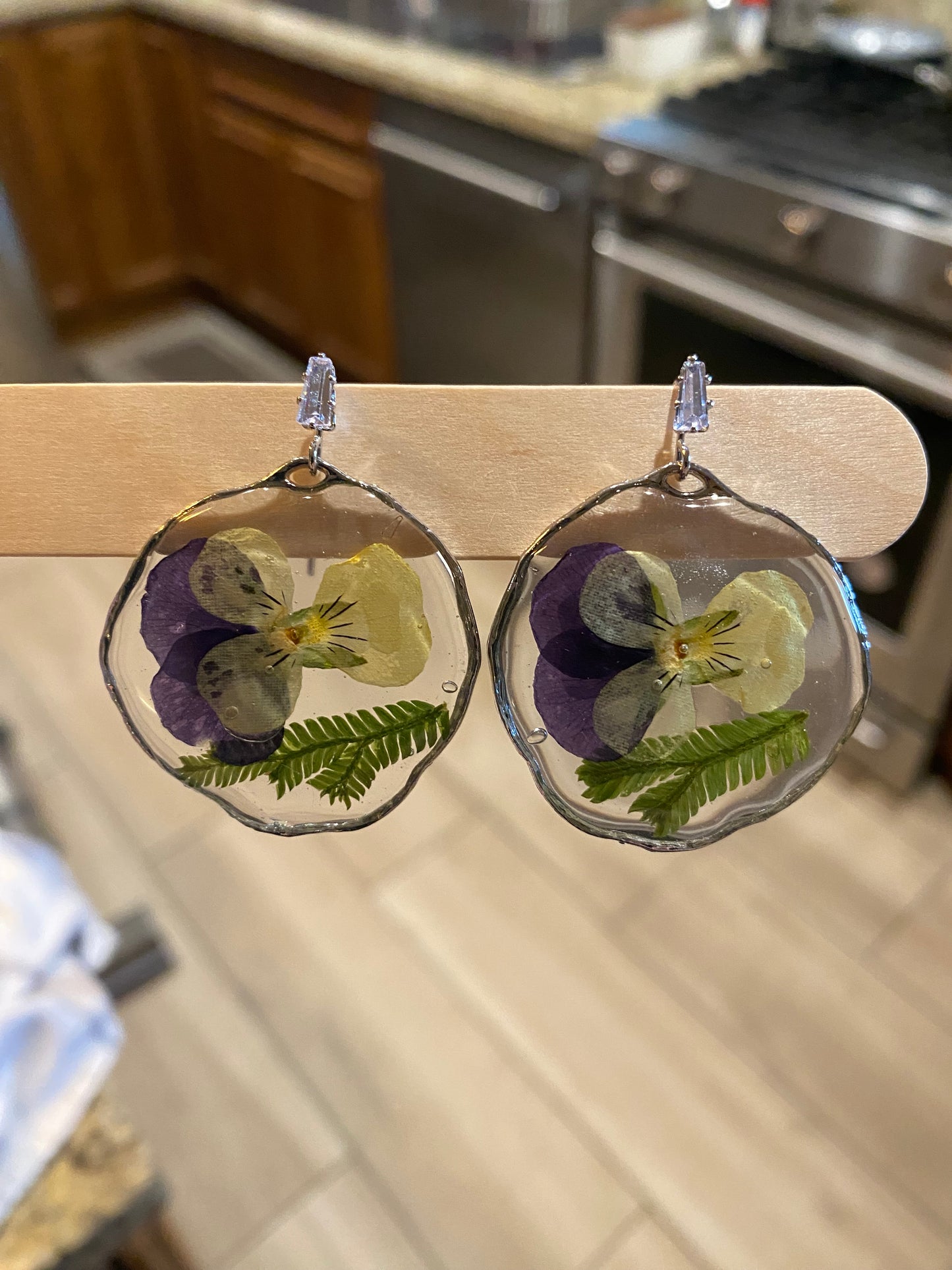 Yellow and Purple Pansy Earrings