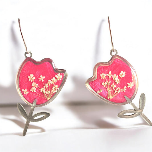 Pink Flower Earrings