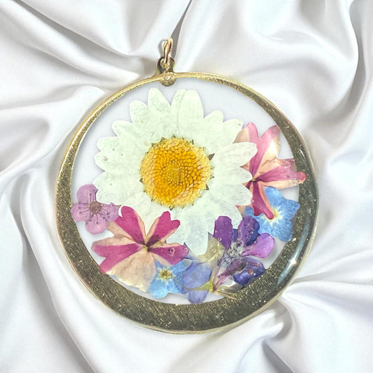 Daisy, Verbena, Blue Forget-Me-Nots, Plum Blossoms and Lobelia Necklace