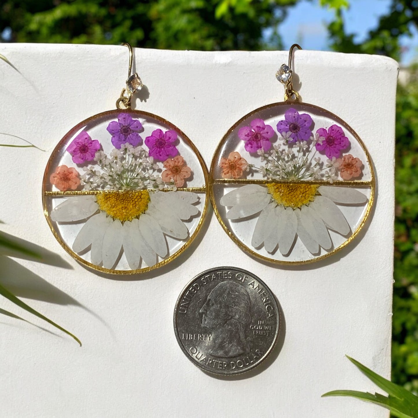 Daisies, Plum Blossoms and Queen Anne’s Lace Earrings
