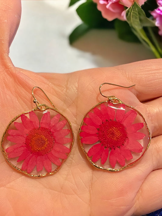 Red Daisy Earrings