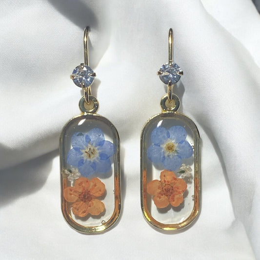 Orange Plum Blossom with Blue Forget-Me-Not’s and pieces of Queen Anne’s Lace