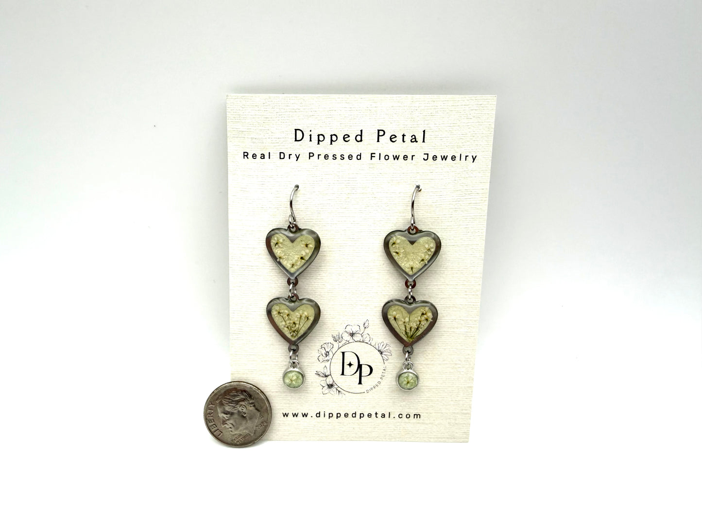 Heart Shaped Stainless Steel Dangle Earrings - Light Mint Green