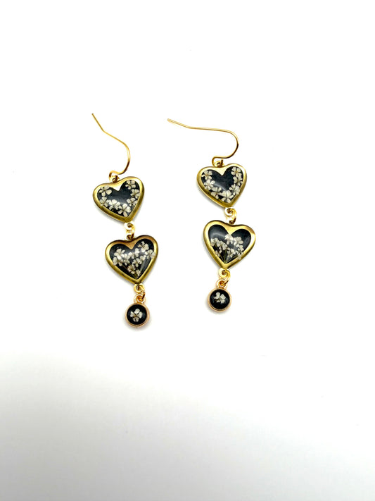 Black colored Heart Earrings