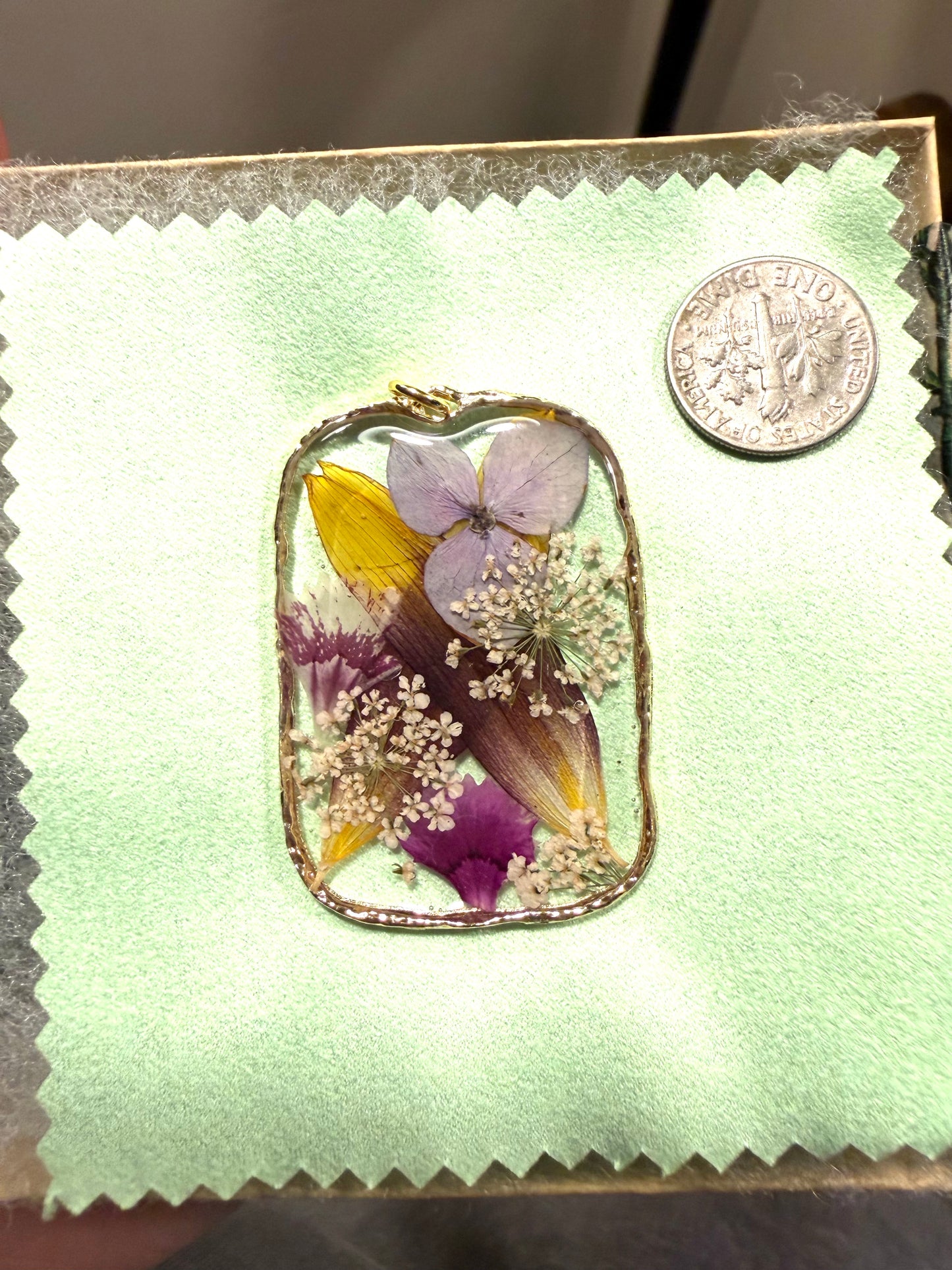Sunflower Petal, Purple Hydrangea, Pieces of Dianthus and Queen Anne’s Lace