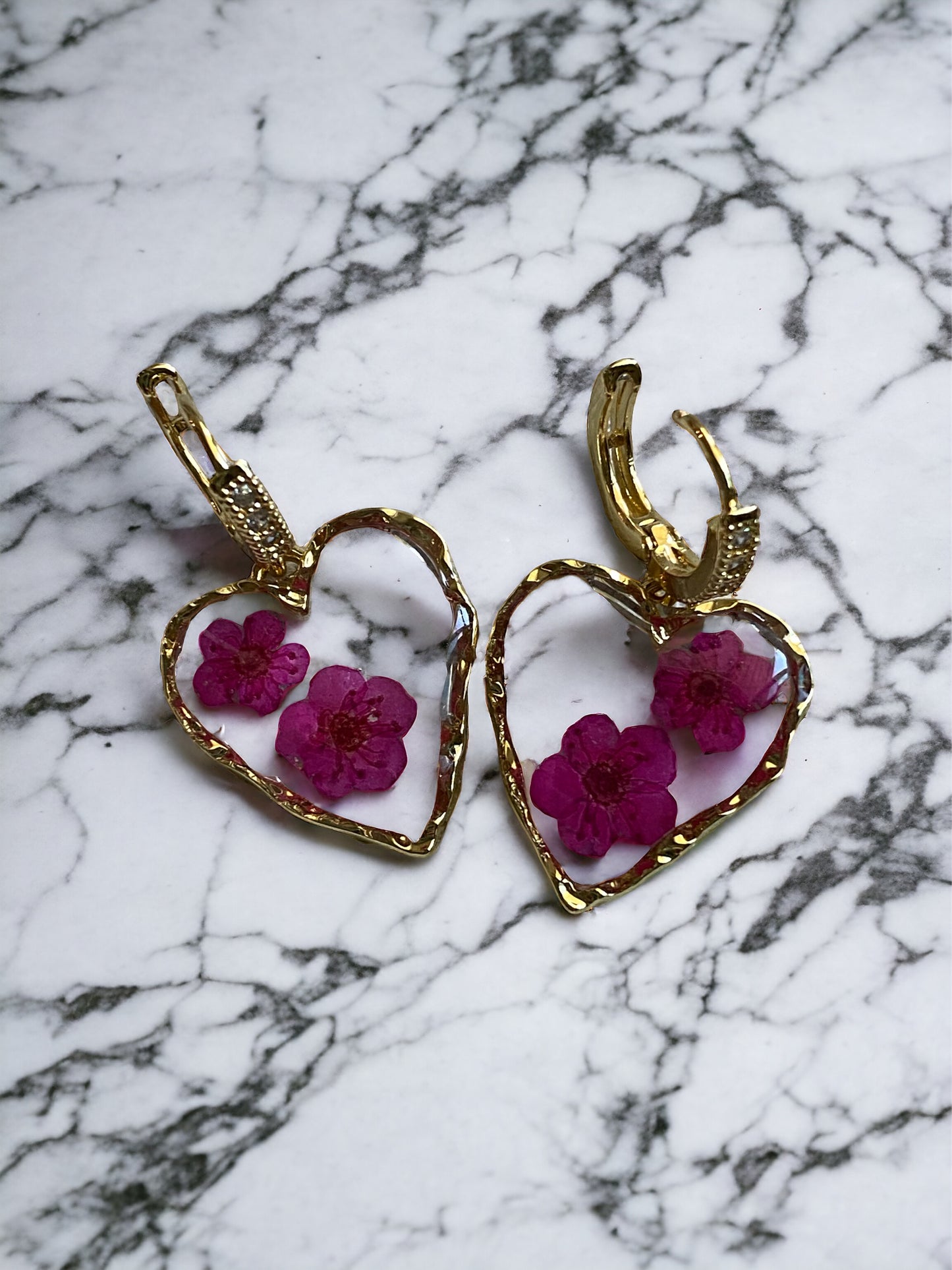 Hot Pink Plum Blossom Flower Earrings