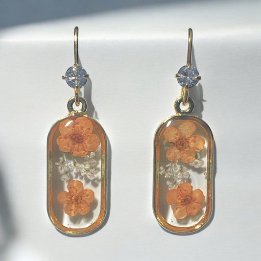 Orange Plum Blossom with pieces of Queen Anne’s Lace