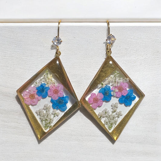 Pink and Blue Plum Blossoms with Queen Anne’s Lace