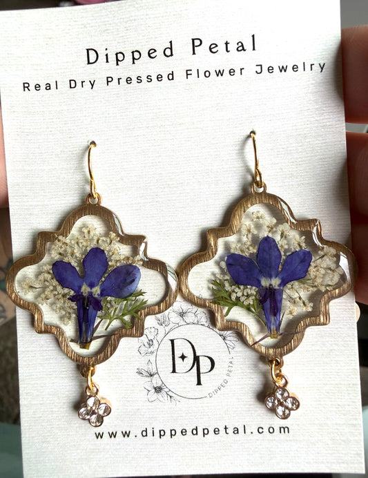 Blue Lobelia, Dry Pressed Fern and Queen Anne’s Lace
