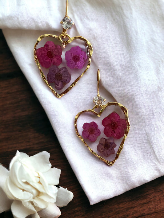 Purple, Pink and Red Plum Blossom Flower Earrings