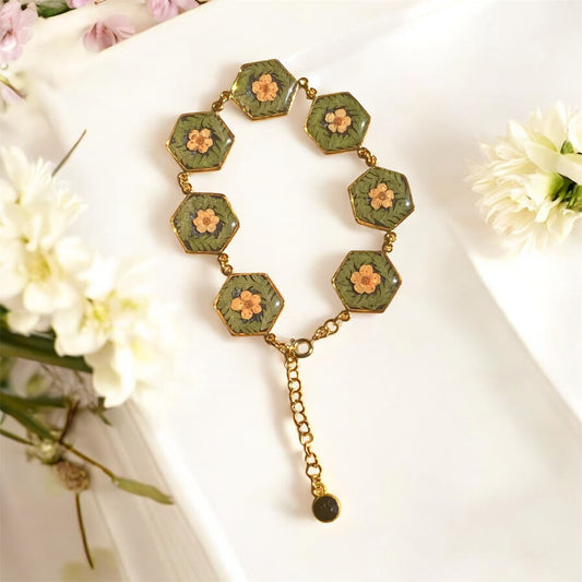 Gold Colored Hexagon Bracelet